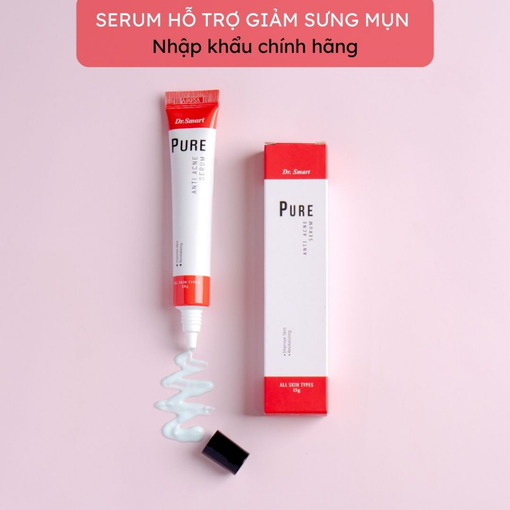 Serum giảm sưng mụn cho mọi loại da, serum giảm thâm mụn Anti Acne Serum Dr.Smart 15g