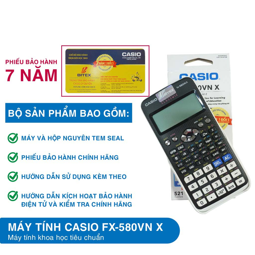 Máy tính casio fx 580vnx/ 570 es plus 2nd/ 570vn plus, độ chính xác cao, máy tính bỏ túi giá rẻ