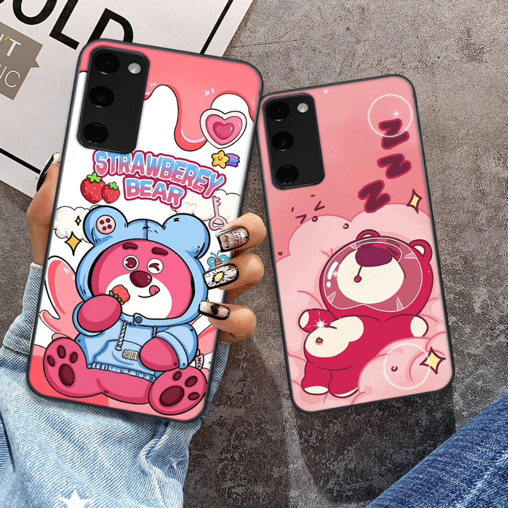 Ốp Samsung S20 / S20 Plus / S20 Fe / S20 Ultra in hình gấu dâu bae lotso hồng cute dễ thương đẹp hot trend