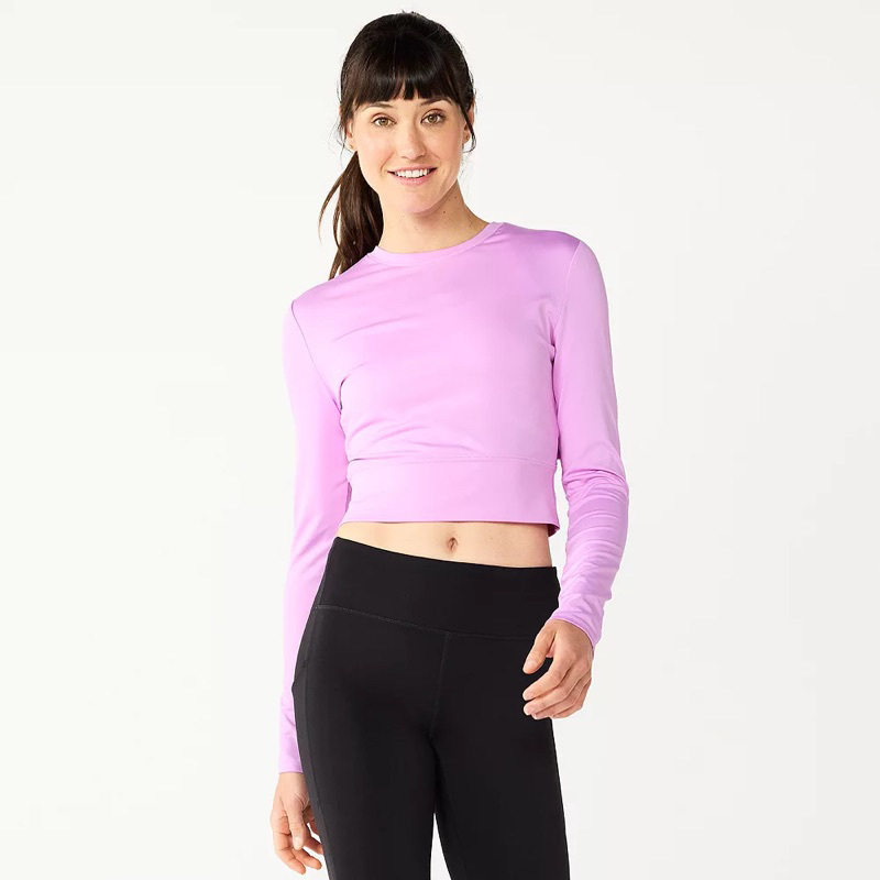 NEW - Áo thể thao nữ dài tay croptop hở lưng Tek Gear