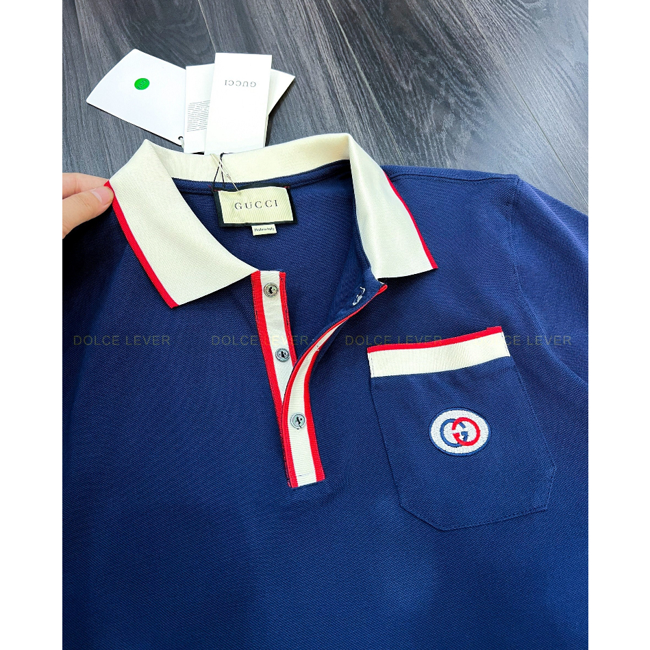 Áo polo GUCCI hoạ tiết classic hàng SC chất vải dày dặn chữ in đẹp hàng Nhập khẩu Full box