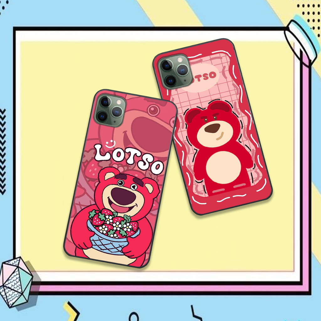 Ốp Iphone 11 / 11 Pro/11 Pro Max / 12 /12 Pro/ 12 Pro Max in hình gấu dâu bae lotso hồng cute dễ thương đẹp hot trend