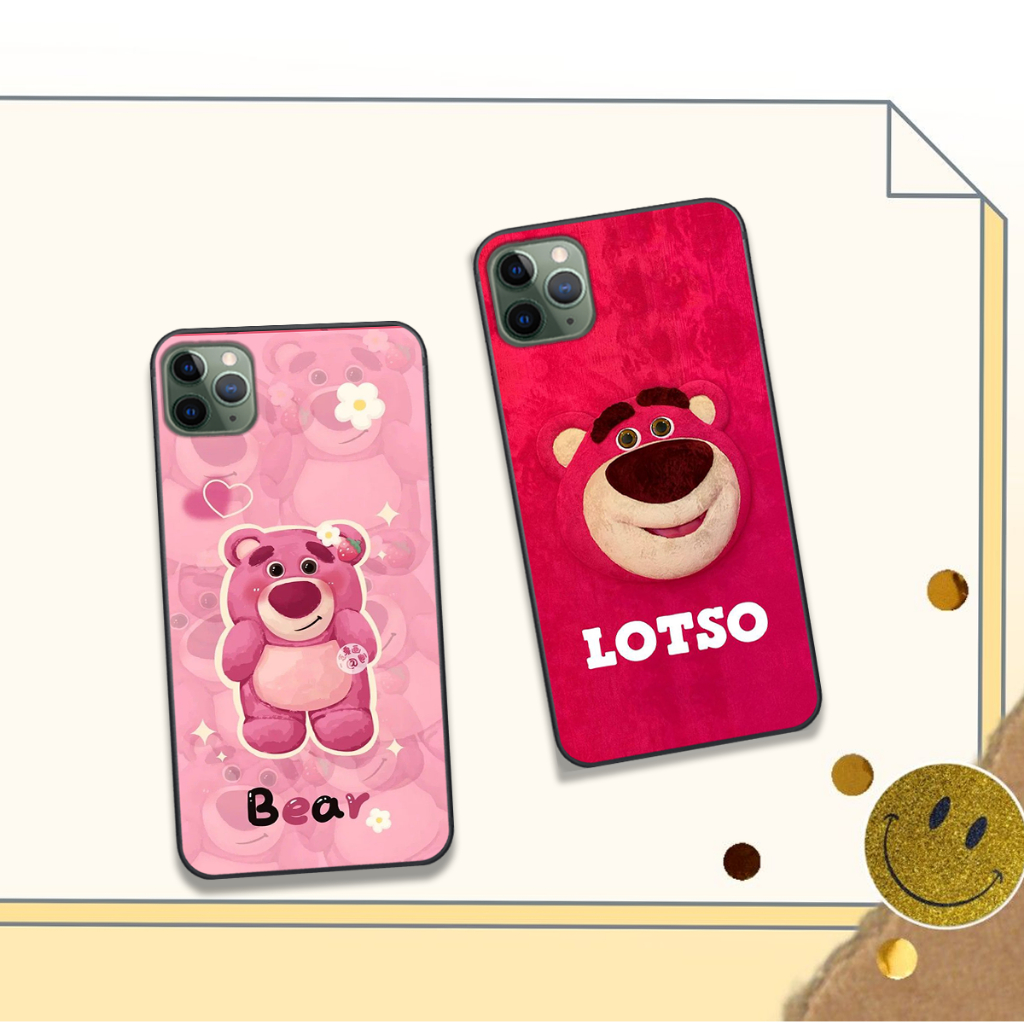 Ốp Iphone 11 / 11 Pro/11 Pro Max / 12 /12 Pro/ 12 Pro Max in hình gấu dâu bae lotso hồng cute dễ thương đẹp hot trend