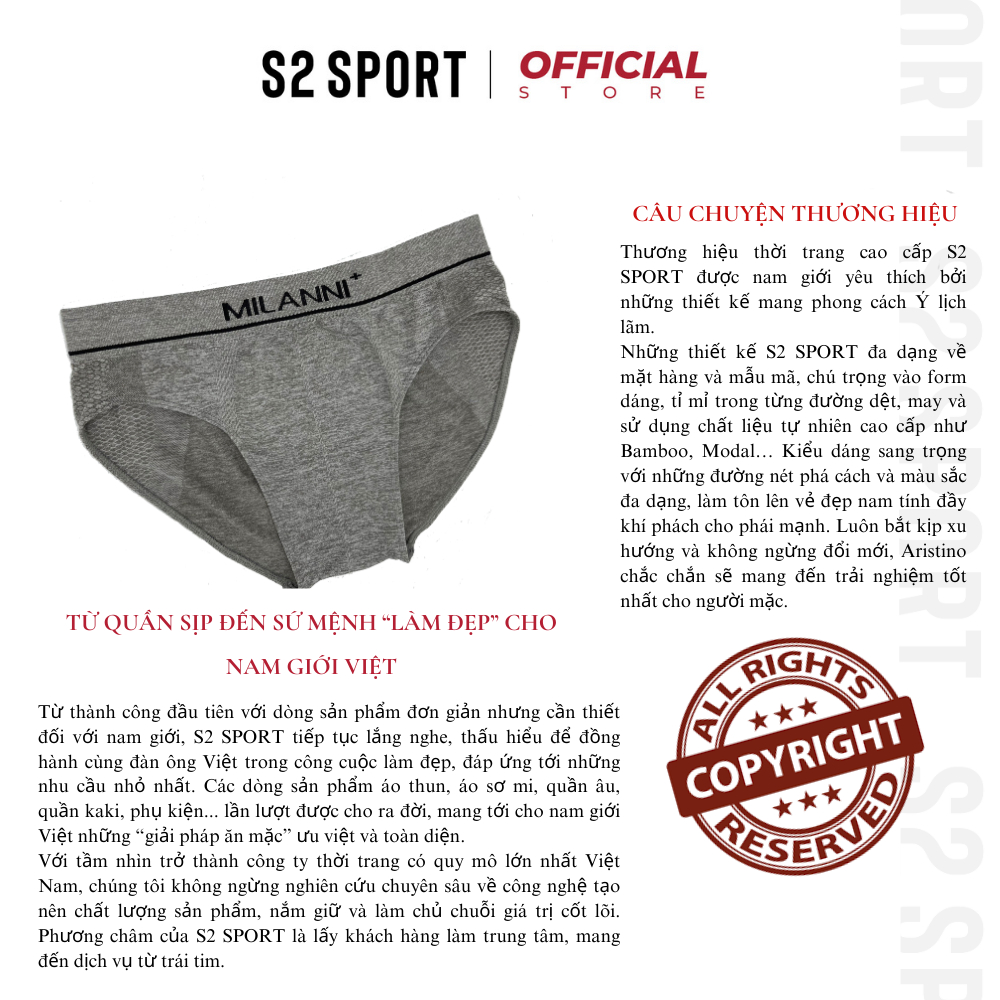 Quần lót nam S2 SPORT MBF01 sịp tam giác cạp cao logo dệt liền co giãn 4 chiều ôm khít thoáng mát kháng khuẩn khử mùi