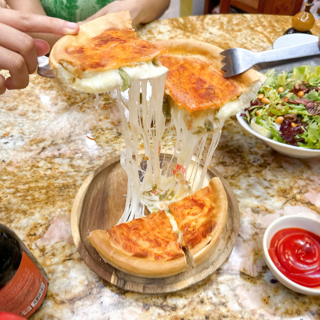 Pizza Chicago Duchee Nhân Nhồi, Size 17cm, Gấp 3 Lần Phô Mai, Béo Ngậy, Kéo Sợi Dài