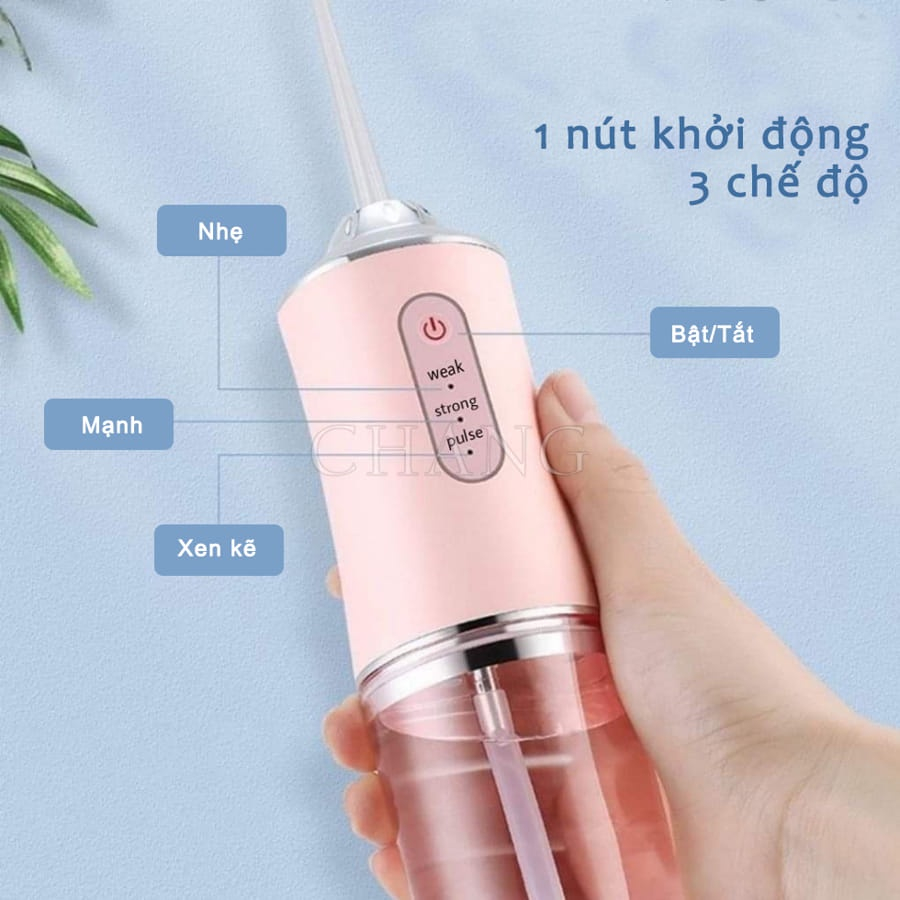 Máy Tăm Nước Oral Irrigator Vệ Sinh Răng Miệng Cao Cấp Làm Sạch Răng Miệng Với 3 Chế Độ Xịt 4 Đầu Tăm