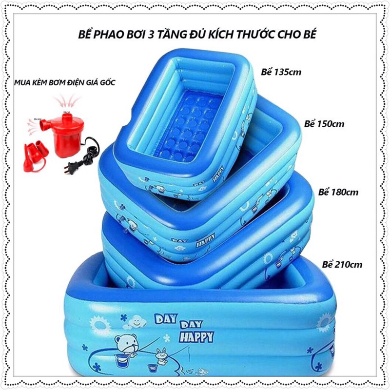 BỂ BƠI cho bé PHAO BƠI TRONG NHÀ thành cao 3 TẦNG - ĐÁY 2 LỚP CHỐNG TRƯỢT💙Đủ Cỡ💙BẢO HÀNH -có keo dán💦