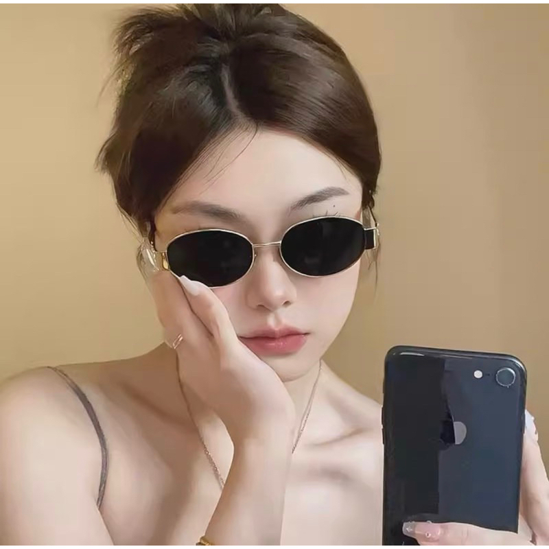 Kính râm kim loại oval Lisa ,kính mát Lisa tròng Uv400