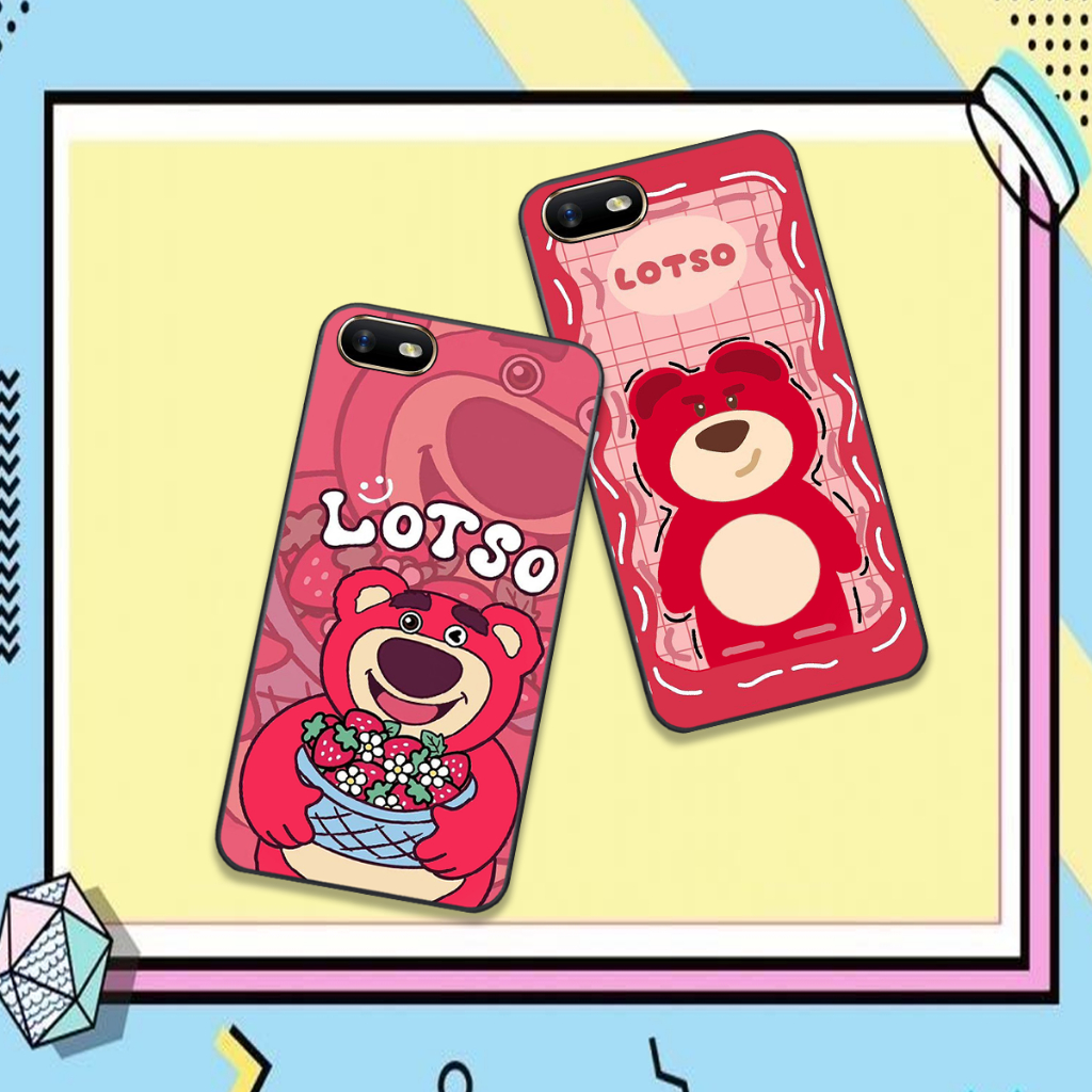 Ốp Oppo A3S / A1k / Realme C2 in hình gấu dâu bae lotso hồng cute dễ thương đẹp hot trend