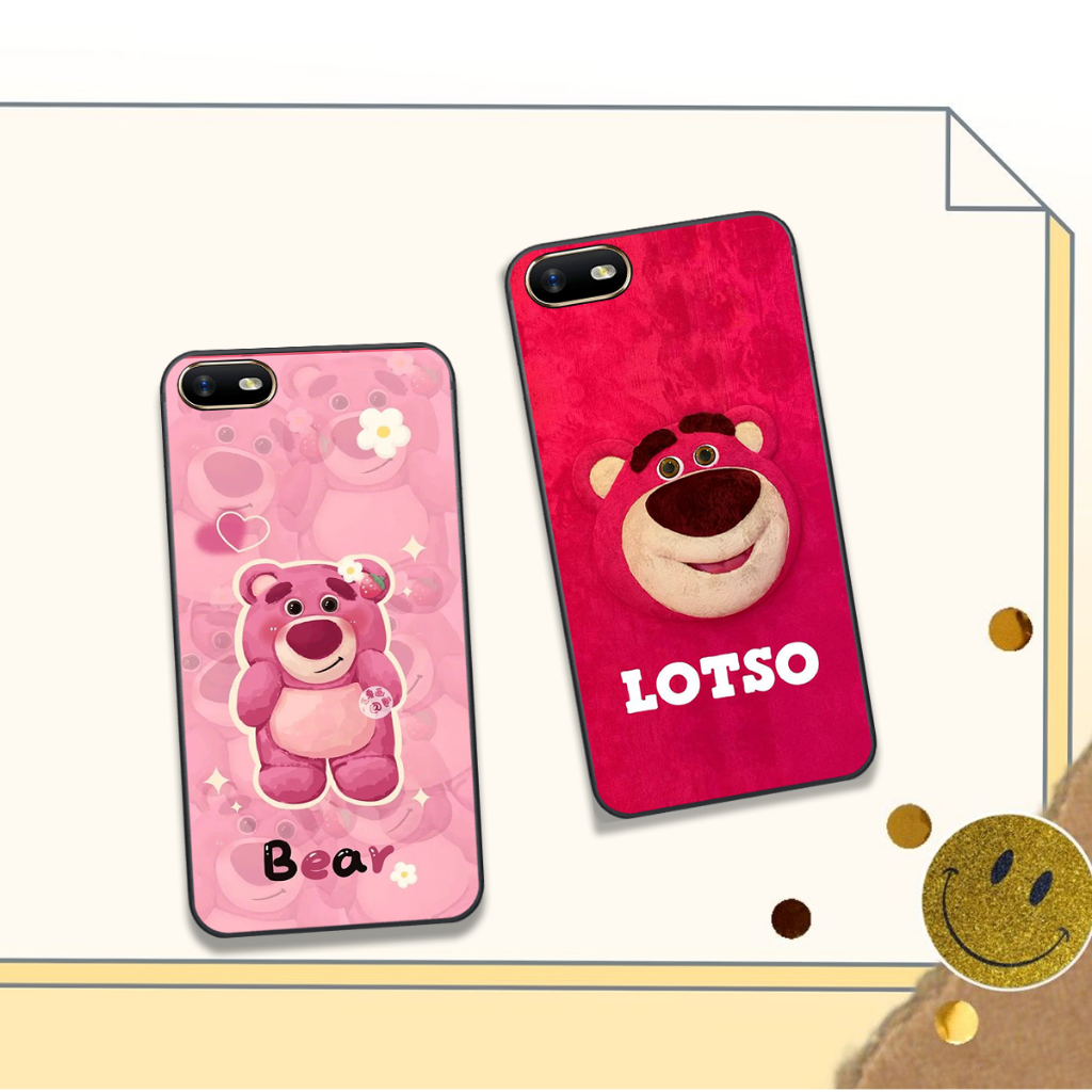 Ốp Oppo A3S / A1k / Realme C2 in hình gấu dâu bae lotso hồng cute dễ thương đẹp hot trend