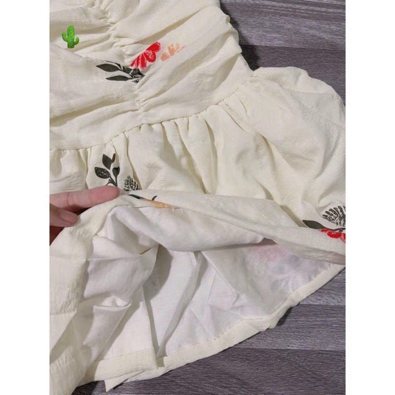 Áo 2 dây hoa babydoll nhún ngực nhún sau lưng - B5P