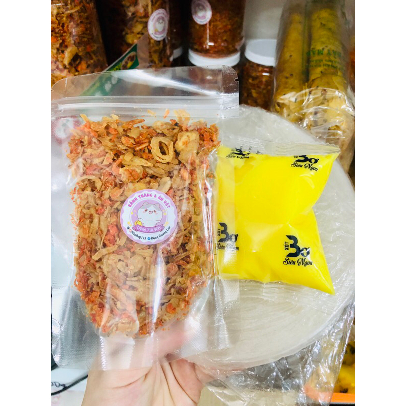 Combo bánh tráng phơi sương 200g, muối tép 100g, bơ 100g