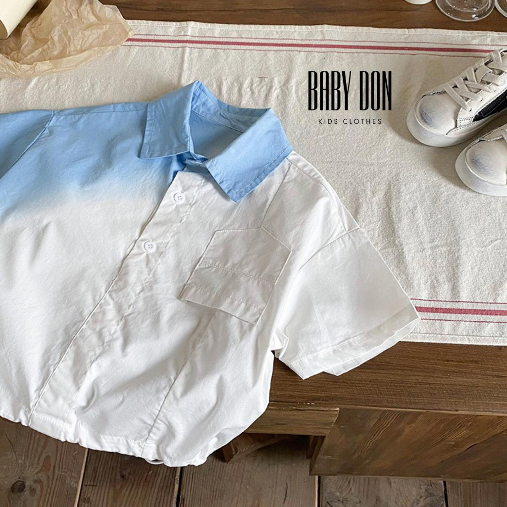 Sơmi Trắng Loang Xanh Cho Bé Trai