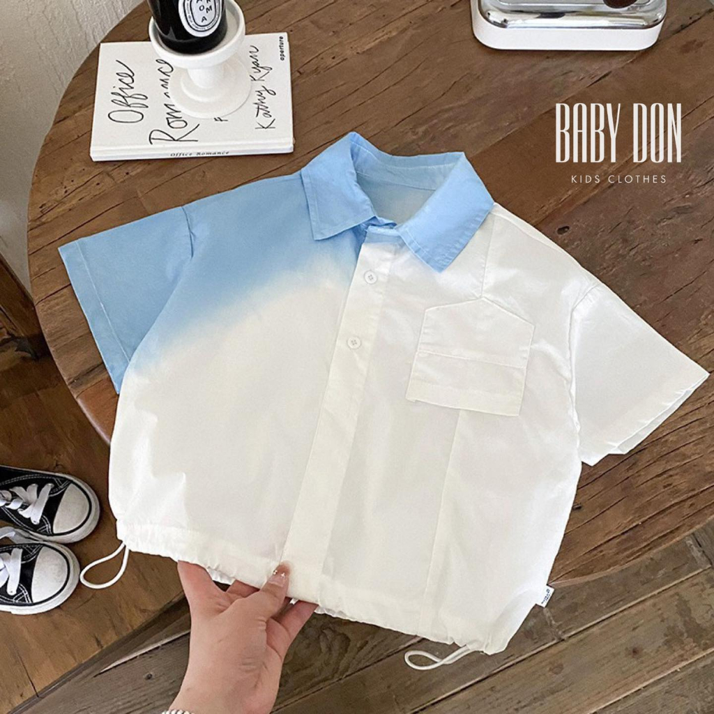 Sơmi Trắng Loang Xanh Cho Bé Trai