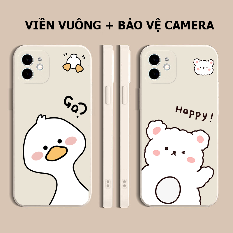 Ốp lưng Xiaomi Redmi Note 12 4g / Redmi Note 12 Pro 5g silicon dẻo cạnh vuông bảo vệ camera đôi gà gấu cute