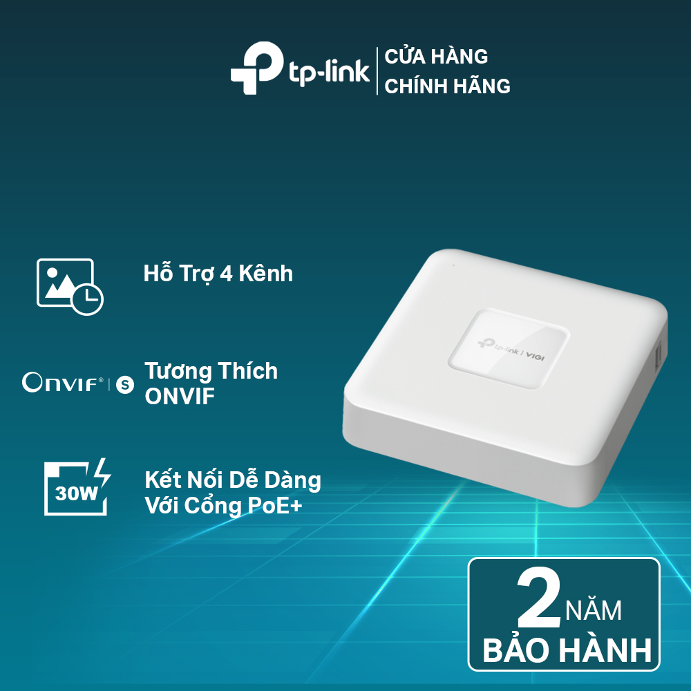 [Mã ELCL3 giảm 10% đơn 2TR] Đầu Ghi Hình TP-Link VIGI NVR1104H-4P 4 Kênh