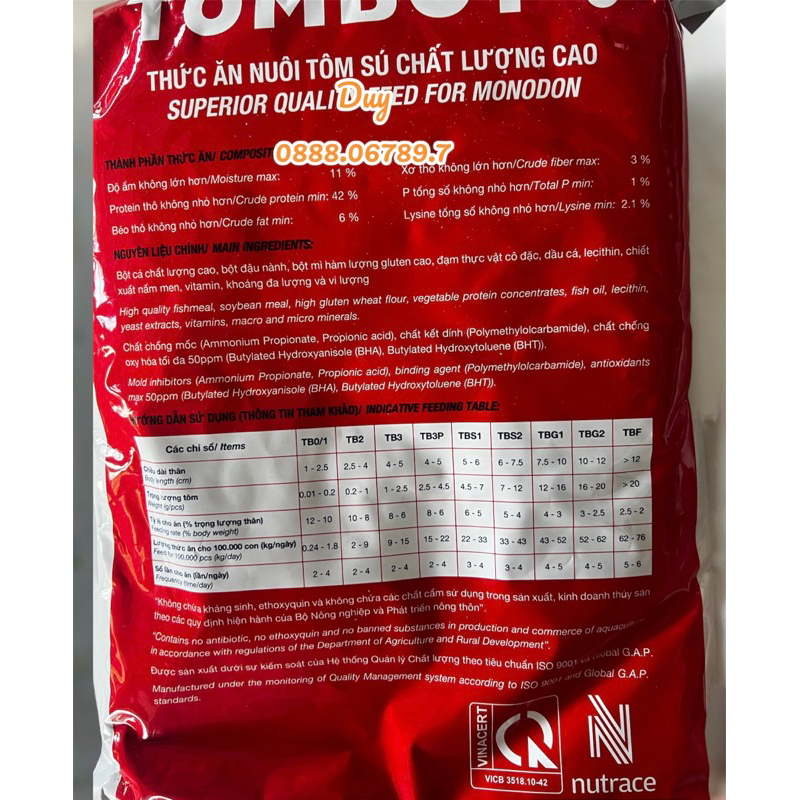 Thức Ăn Tomboy Số 0 Cho Tôm Sú, Thẻ Đều Được. TOMBOY Giúp Tôm Bột Thành Tôm Bự