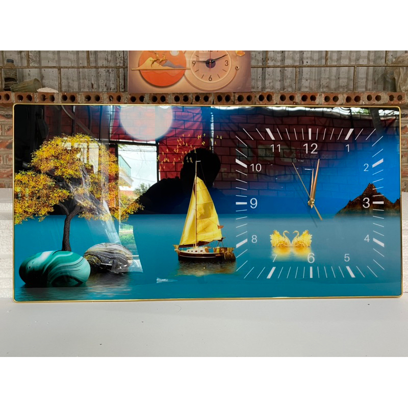 Đồng Hồ Tráng Gương Treo Tường "HƯƠU TUẦN LỘC" In UV 5D Cao Cấp, Trang Trí Nhà CỬa Làm Quà Tặng Tân Gia.Tặng Pin Và Đinh