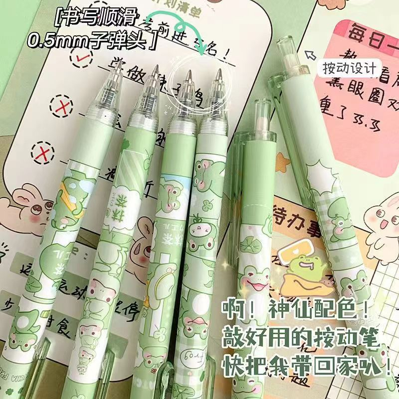 Set 6 Bút Gel Hoạt Hình Ngòi 0,5mm Mực Đen Dễ Thương Bút Bi Bấm Văn Phòng  Họa Tiết Cute
