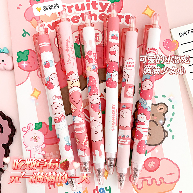 Set 6 Bút Gel Hoạt Hình Ngòi 0,5mm Mực Đen Dễ Thương Bút Bi Bấm Văn Phòng  Họa Tiết Cute