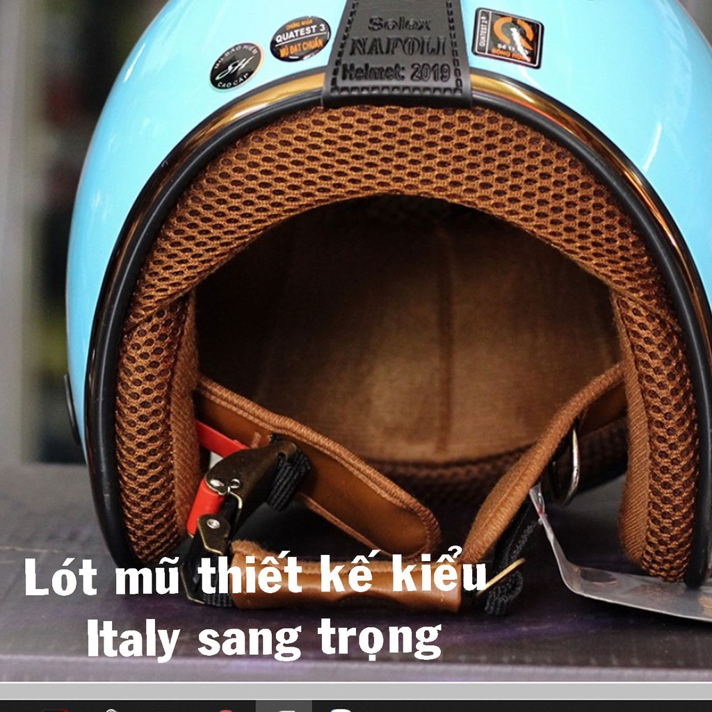 Mũ Bảo Hiểm, Nón Bảo Hiểm 3/4 Trùm Đầu Napoli SH2 Chính Hãng