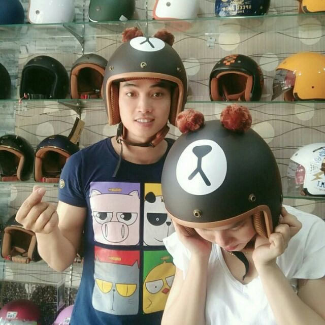 Nón Bảo Hiểm 3/4 Gấu Nâu, Mũ 3/4 Pikachu Tặng Kèm Mỏ Nón - Đạt Chuẩn CR