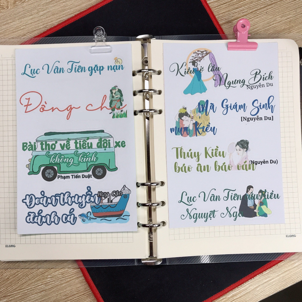 Sticker ngữ văn lớp 9, tiêu đề văn học 9 nhãn dán ham học.