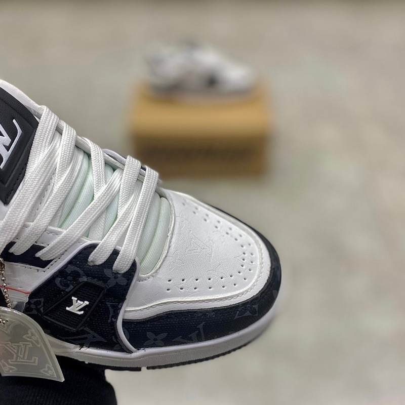 Giày LV Trainer54 Trắng Đen Da Thật Lai Au
