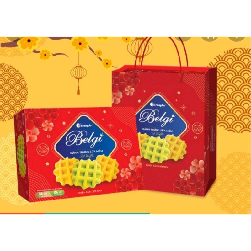 Bánh Mềm Belgi Hộp 276g Tràng An Vị Cốm Dừa/Trứng Kèm Túi