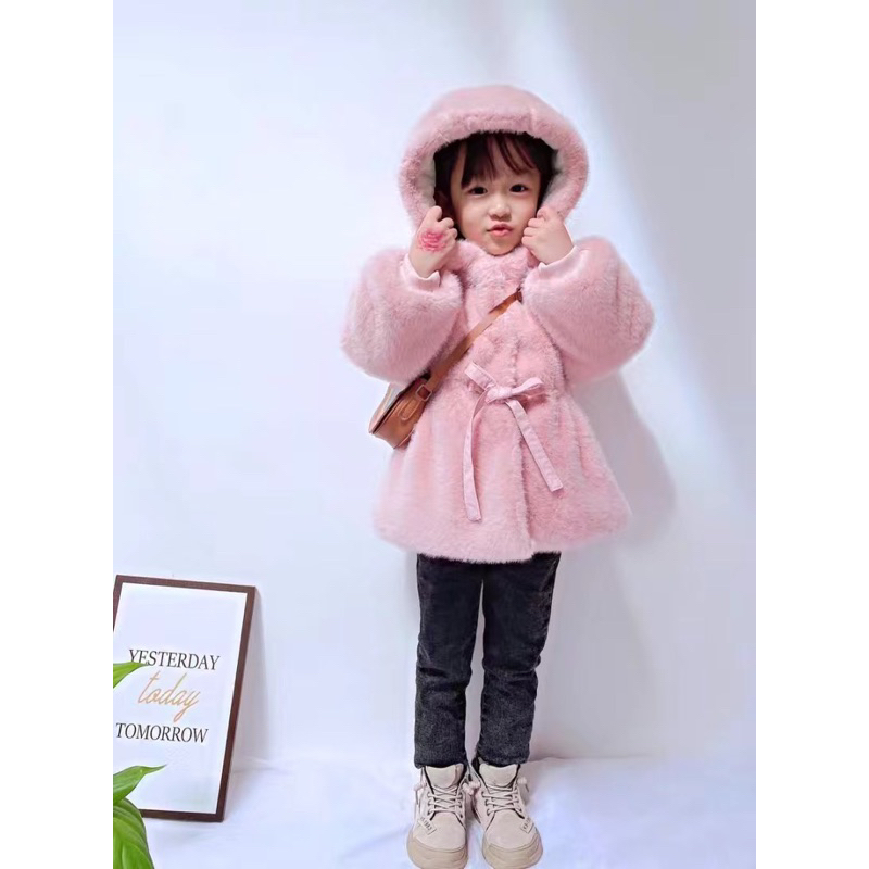 Áo Khoác Lông Bé Gái Lót Bông Dày Chuẩn Nhập Khẩu Quảng Châu
