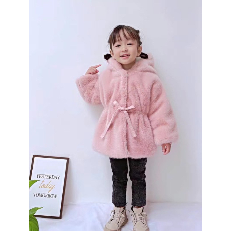 Áo Khoác Lông Bé Gái Lót Bông Dày Chuẩn Nhập Khẩu Quảng Châu
