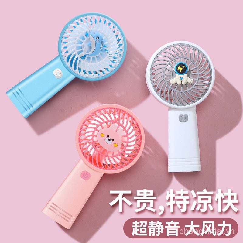Quạt Mini Cầm Tay Hoạt Hình Dễ Thương, Quạt Để Bàn Siêu Nhỏ Gọn