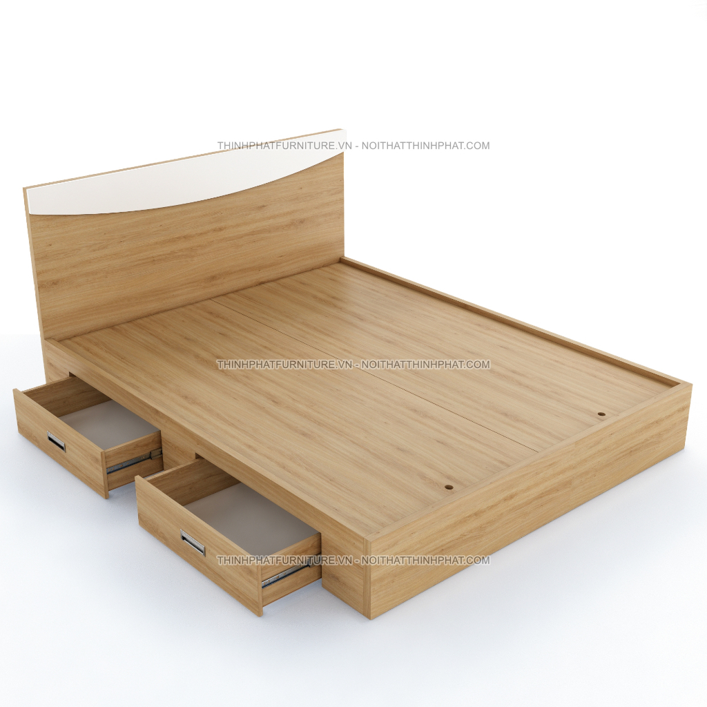 Giường Ngủ 1m6 (FREESHIP HCM), 2 Hộc Kéo Giá Rẻ, Kiểu Dáng Thanh Lịch, Gỗ Mdf Phủ Melamine GN-TP11