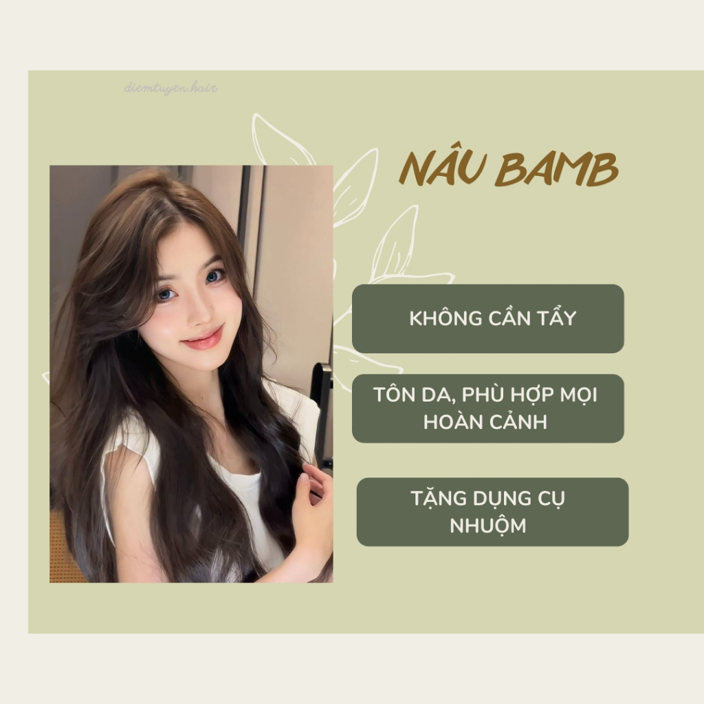 Thuốc Nhuộm Tóc Màu Nâu Bambi Không Tẩy, Màu Nhuộm Tại Nhà Đơn Giản - Diemtuyen.hair