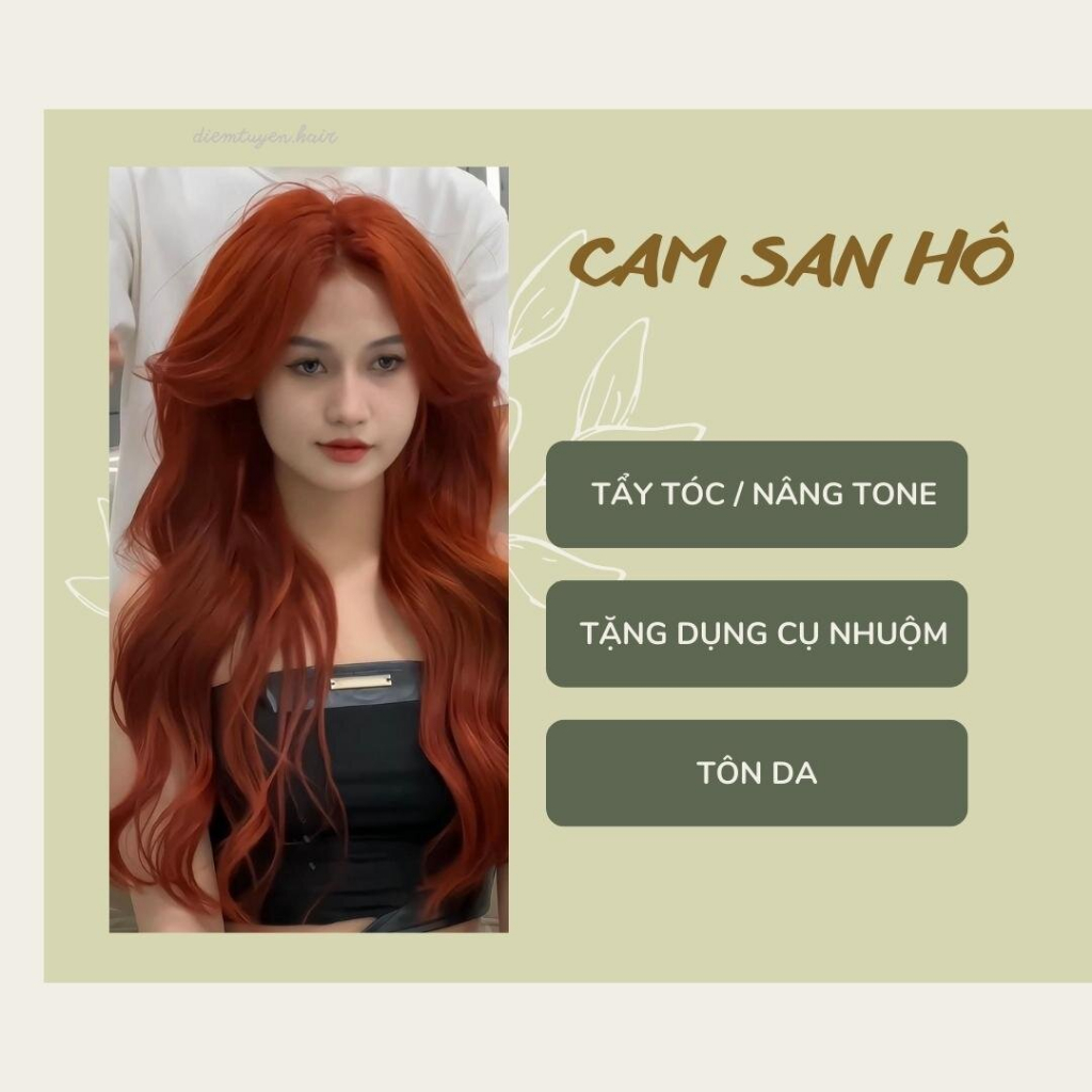 Thuốc Nhuộm Tóc Màu Cam San Hô, Màu Nhuộm Thời Trang Hothit Tôn Da Tặng Kèm Trợ Nhuộm - Diemtuyen.hair