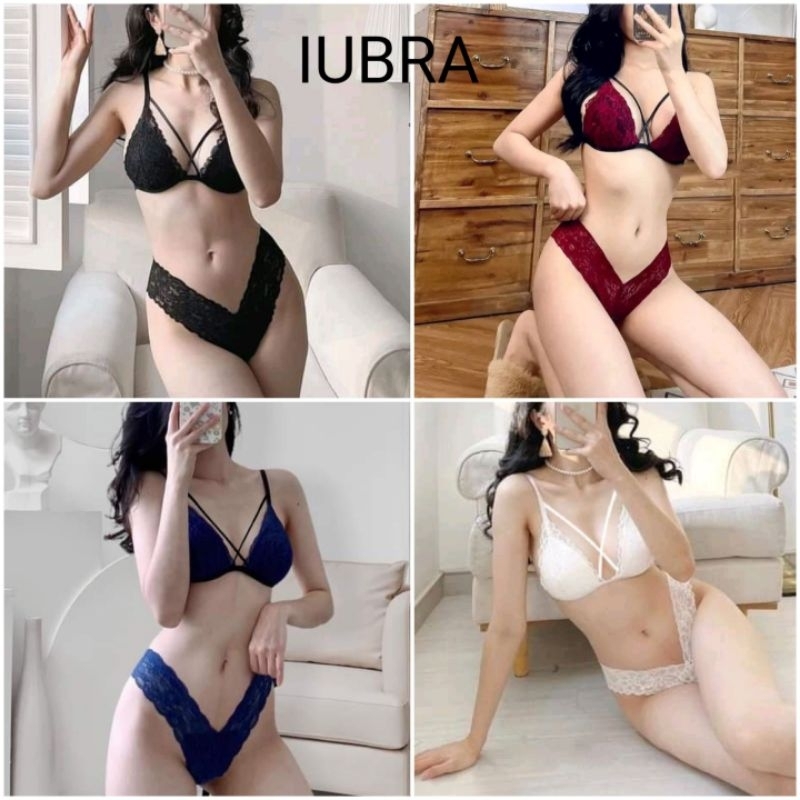 🌲Dây chéo sexy🌲Bộ đồ lót đen ren thun, co giãn, quyến rũ. Quần chữ Y, áo dây chéo