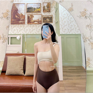 𝑹𝑬𝑼𝑺𝑺𝑰𝑬 𝑩𝑰𝑲𝑰𝑵𝑰 Đồ bơi một mảnh áo chéo, quần cạp cao phong cách Hàn Quốc #rsbkn306