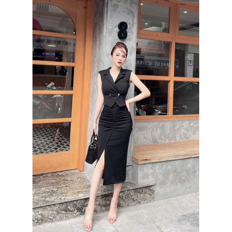 Váy Body sét rời cổ vest sát nách