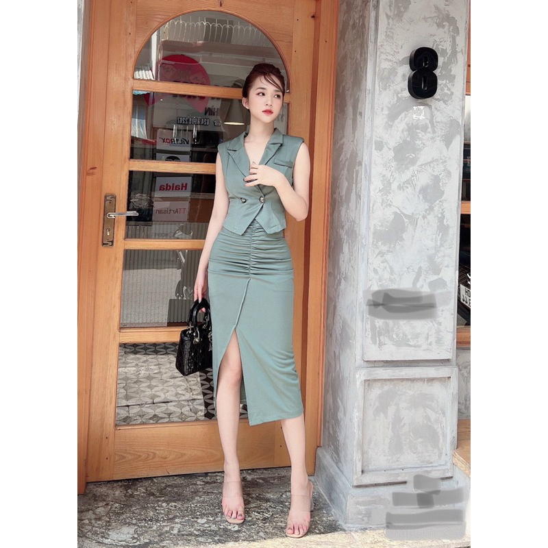 Váy Body sét rời cổ vest sát nách