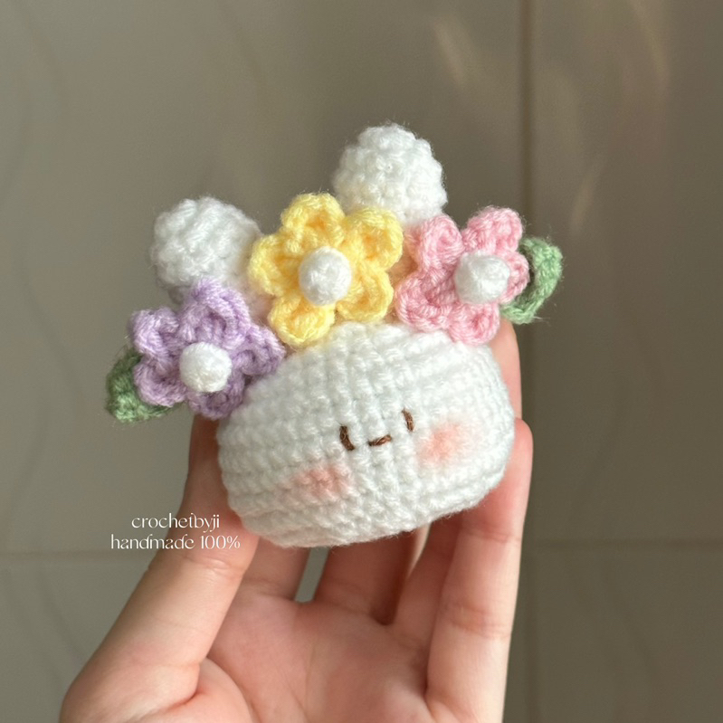 Móc khoá bé thỏ hawai bằng len