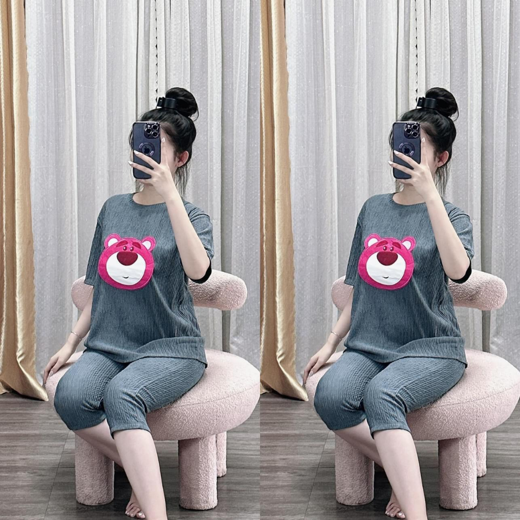 Sét bộ lửng bigsize Hằng Moon, Bộ Lửng Gấu Dâu xoắn lưng
