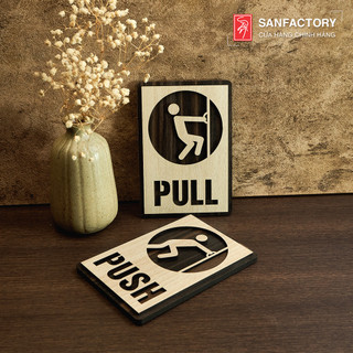Bảng gỗ Pull Push gắn cửa bằng keo 2 mặt