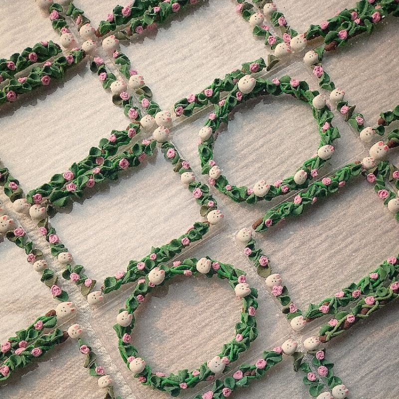 TOPLOADER DECOR ĐẤT SÉT RABBIT topdeco thỏ trắng hoa hồng đáng yêu