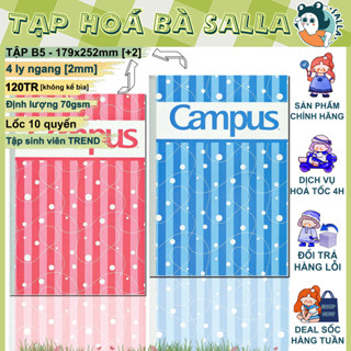  Lốc 10 Quyển Tập Sinh Viên 120 Trang 4 Ly Ngang - Vở Campus Trend Khổ B5 