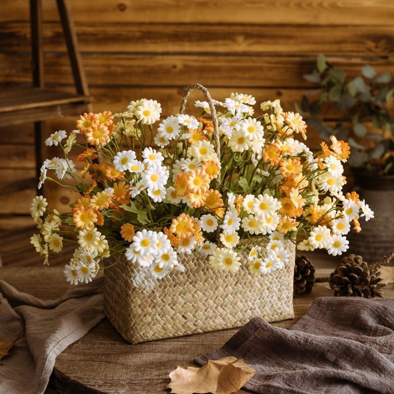 Hoa cúc giả, Bó cúc hoạ mi Daisy 1 cành 30 bông hoa nhí 50cm trang trí phòng, bàn làm việc, tiệc cưới, chụp ảnh, decor
