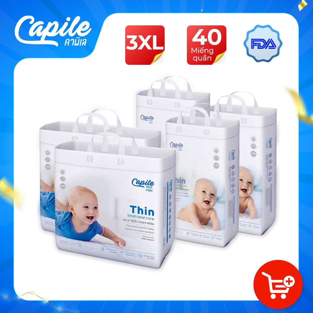 Tã Bỉm Capile dạng quần Size 3XL 40 miếng dành cho bé 14-18 Kg