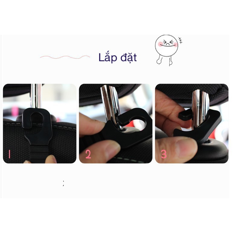 Cặp Móc Treo Đồ Gắn Ghế Xe Hơi Kiểu Hoạt Hình Dễ Thương, tải trọng lên đến 20kg