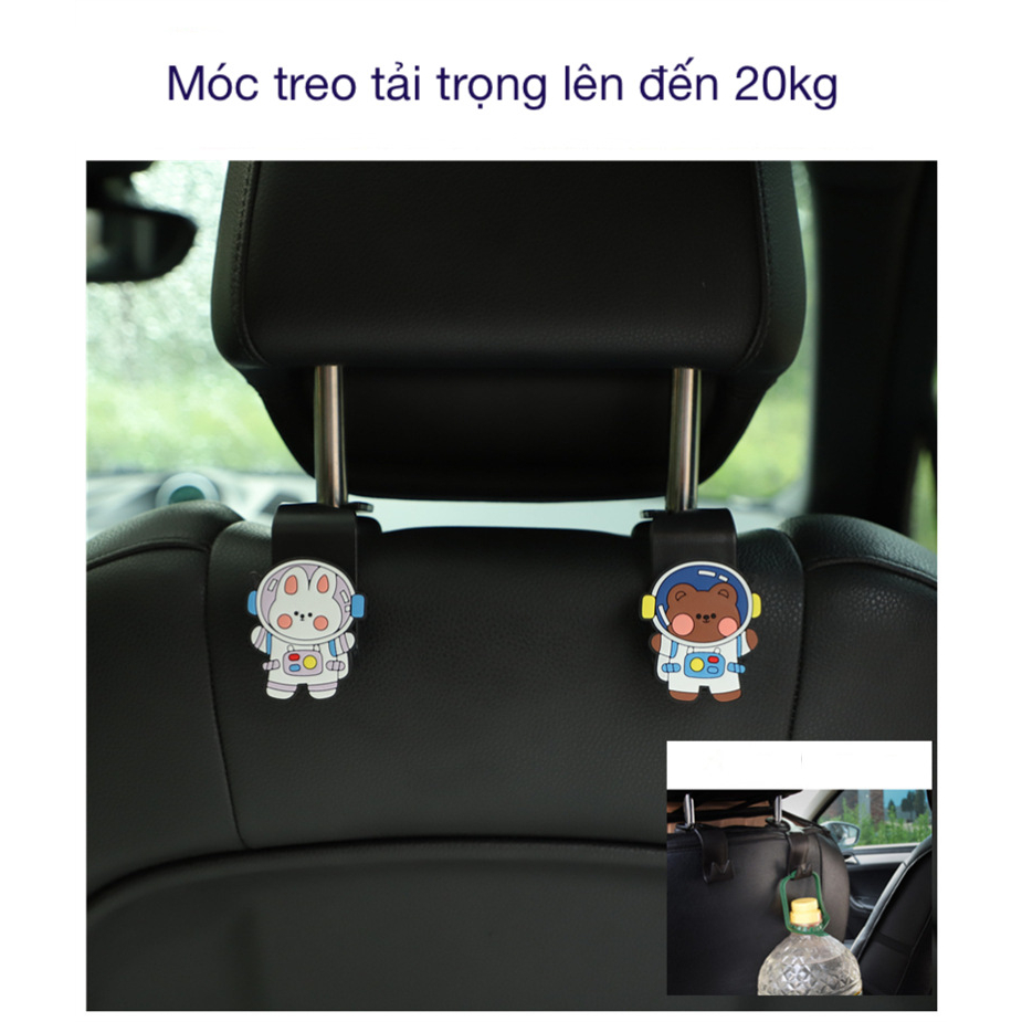 Cặp Móc Treo Đồ Gắn Ghế Xe Hơi Kiểu Hoạt Hình Dễ Thương, tải trọng lên đến 20kg
