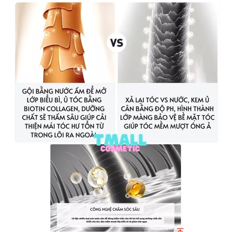 Kem ủ tóc hấp tóc BIOTIN COLLAGEN SALUTING 1000ML Dầu hấp Chăm sóc tóc siêu phục hồi tóc hư tổn | TMALL COSMETIC