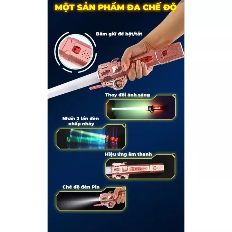 Kiếm Lazer Ánh Sáng Phiên Bản Mới Lightsaber Ghép Đôi Sạc Pin TypeC Mix Màu Cháy Phố